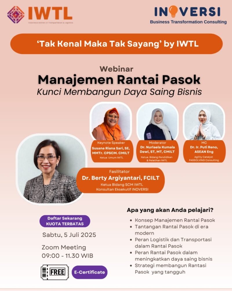 Perempuan tangguh, industri tumbuh, IWTL dan INOVERSI kuatkan SDM, siap hadapi tantangan industri, siap tingkatkan daya saing bisnis, IWTL dan INOVERSI sukses menggelar pelatihan Manajemen Rantai Pasok dan digitalisasi.